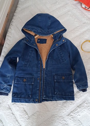 Düğmeli Kapüşonlu Erkek Çocuk Kot mont - Görsel 8