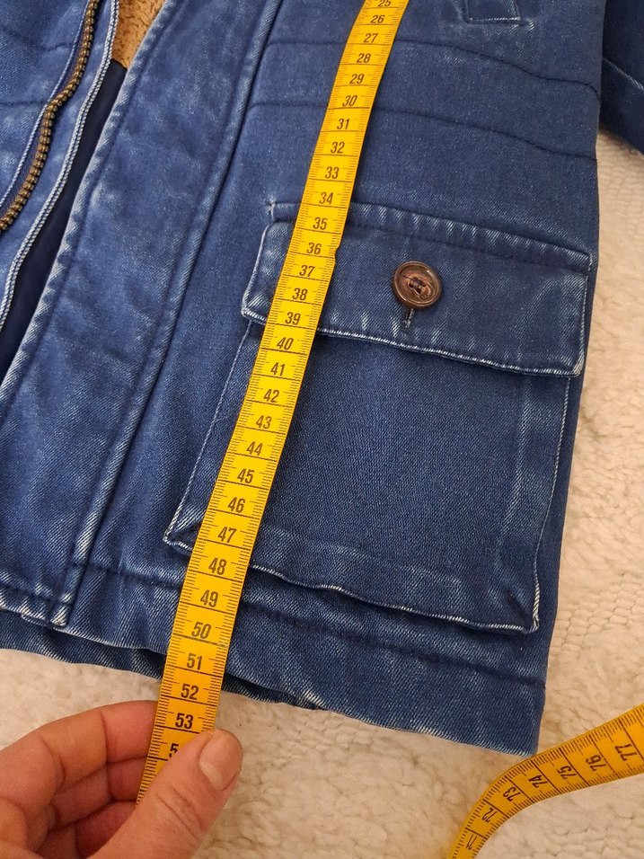 Düğmeli Kapüşonlu Erkek Çocuk Kot mont - Görsel 5