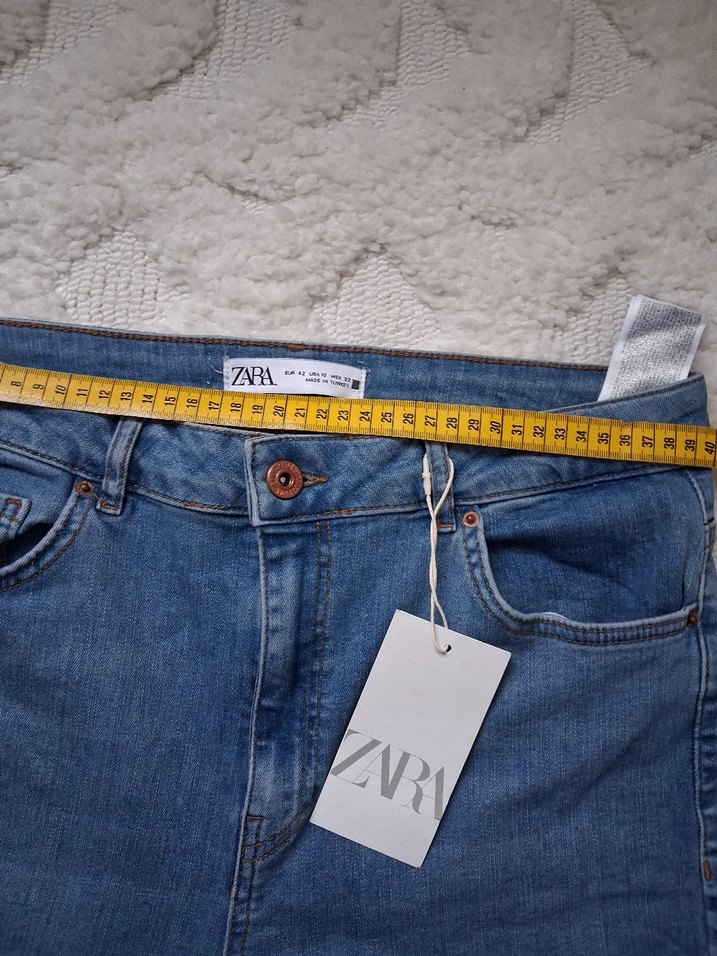 zara orjinal Düğmeli Bol Kesim Kadın Mavi Denim Jean - Görsel 4