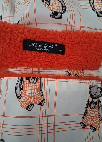 Turuncu çift taraflı Kapüşonlu Fermuarlı peluşCeket - Görsel 7