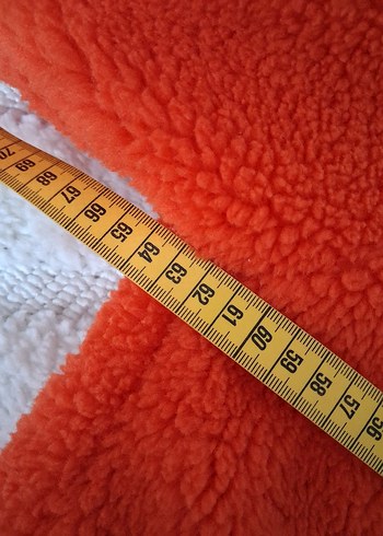 Turuncu çift taraflı Kapüşonlu Fermuarlı peluşCeket - Görsel 6