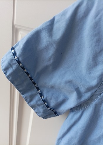 8 Yaş Beden Erkek çocuk Mavi Denim Kısa Kollu Gömlek