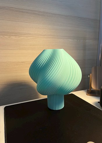 Tasarımcı Pastel Turkuaz Swirl Masa Lambası