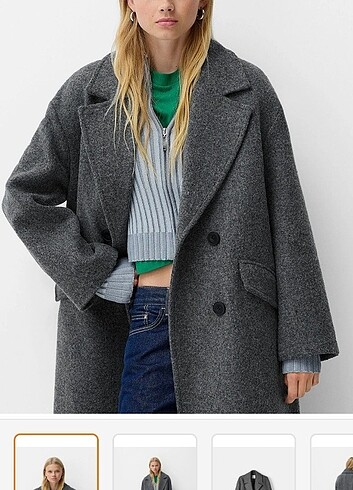 Bershka oversize gri kaban