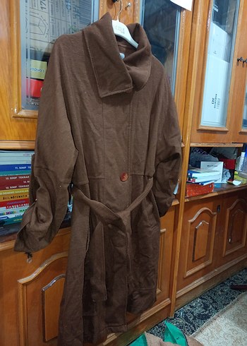 Kahverengi Kuşaklı Midi Hamile Kabanı - Görsel 2