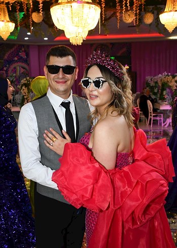 Payetli Straplez Uzun Pembe Henna Elbise - Görsel 4