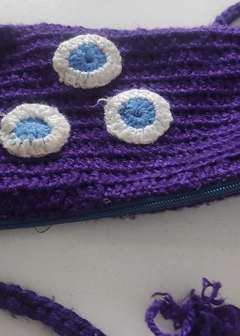 Örme desenli ipli fermuarlı cüzdan - Görsel 5