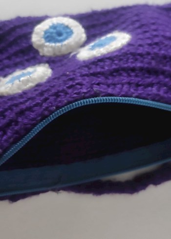 Örme desenli ipli fermuarlı cüzdan - Görsel 4