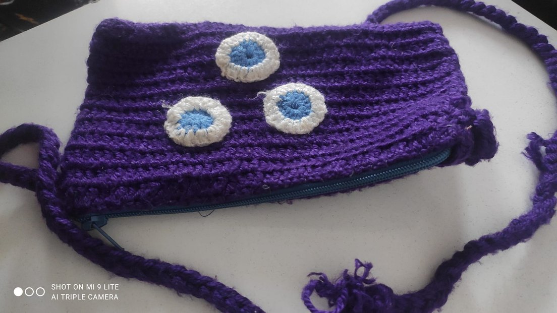 Örme desenli ipli fermuarlı cüzdan - Görsel 5