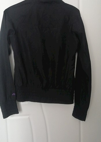 Mor Detaylı Kadın Fermuarlı sportif ince ceket - Görsel 5