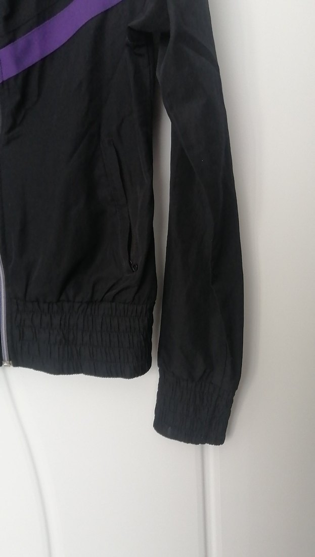 Mor Detaylı Kadın Fermuarlı sportif ince ceket - Görsel 2