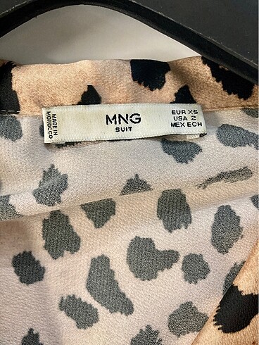 xs Beden çeşitli Renk Mango - Leopar Desenli İpek Saten Gömlek