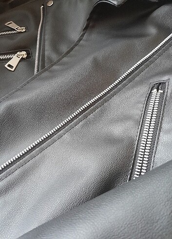 Deri ceket siyah m beden - Görsel 5