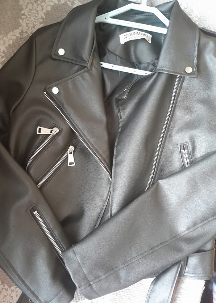 Deri ceket siyah m beden - Görsel 2