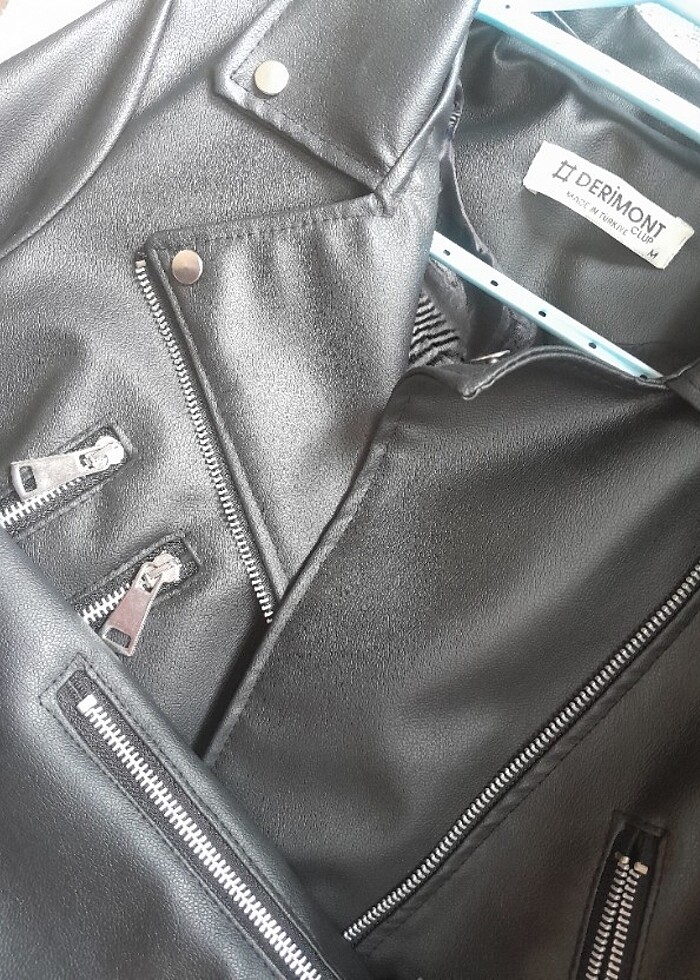 Deri ceket siyah m beden - Görsel 4