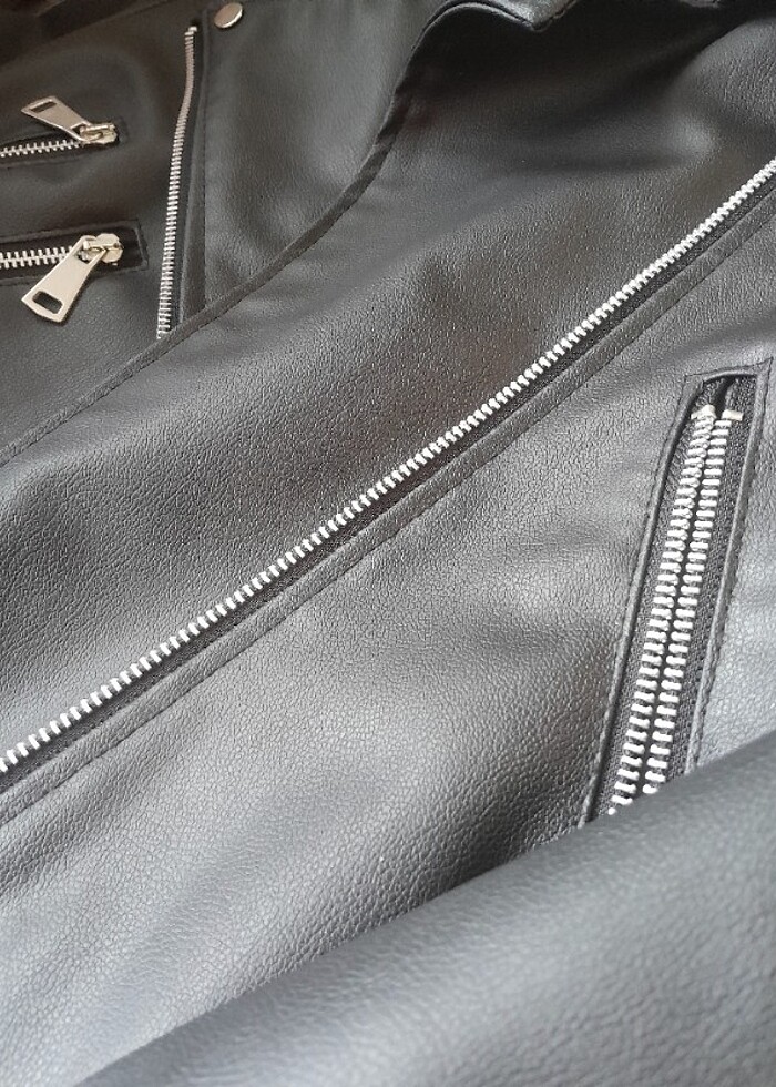 Deri ceket siyah m beden - Görsel 5