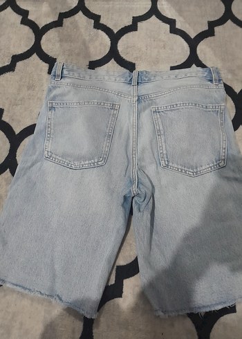 Gevşek Kesim Mavi Kot Şort - Görsel 2