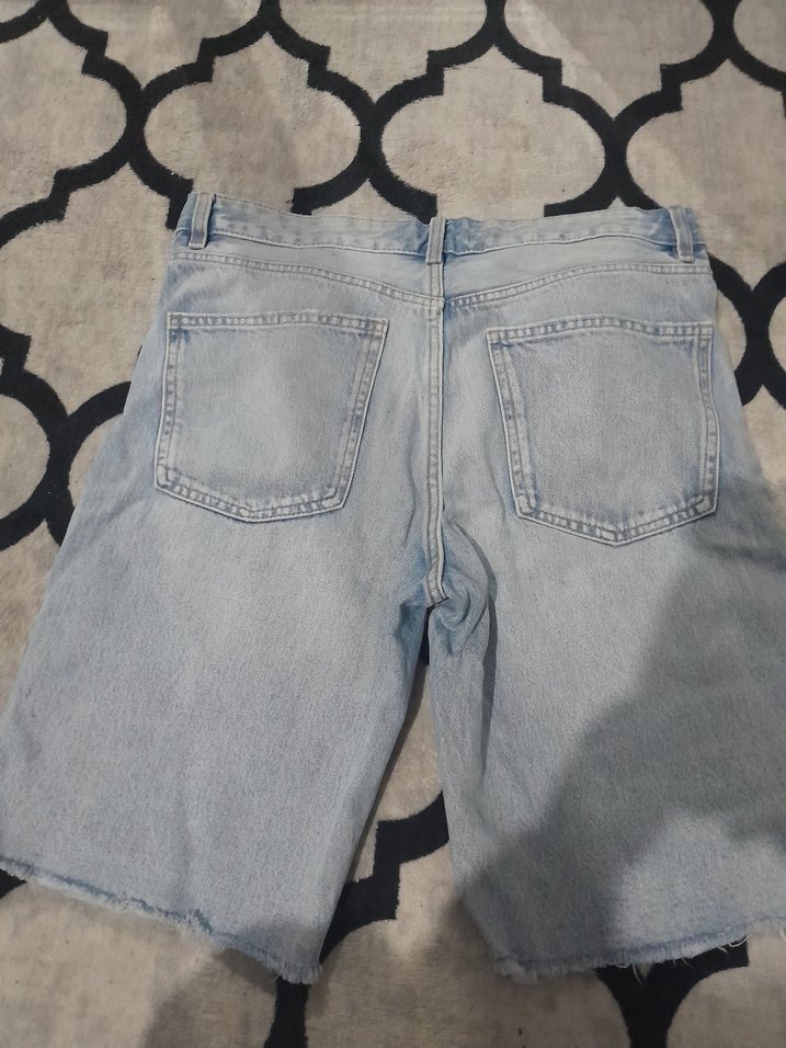 Gevşek Kesim Mavi Kot Şort - Görsel 2