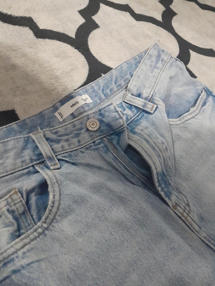 Gevşek Kesim Mavi Kot Şort - Görsel 3