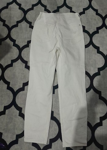 Beyaz Kadın Pamuk Kot Pantolon - Görsel 3