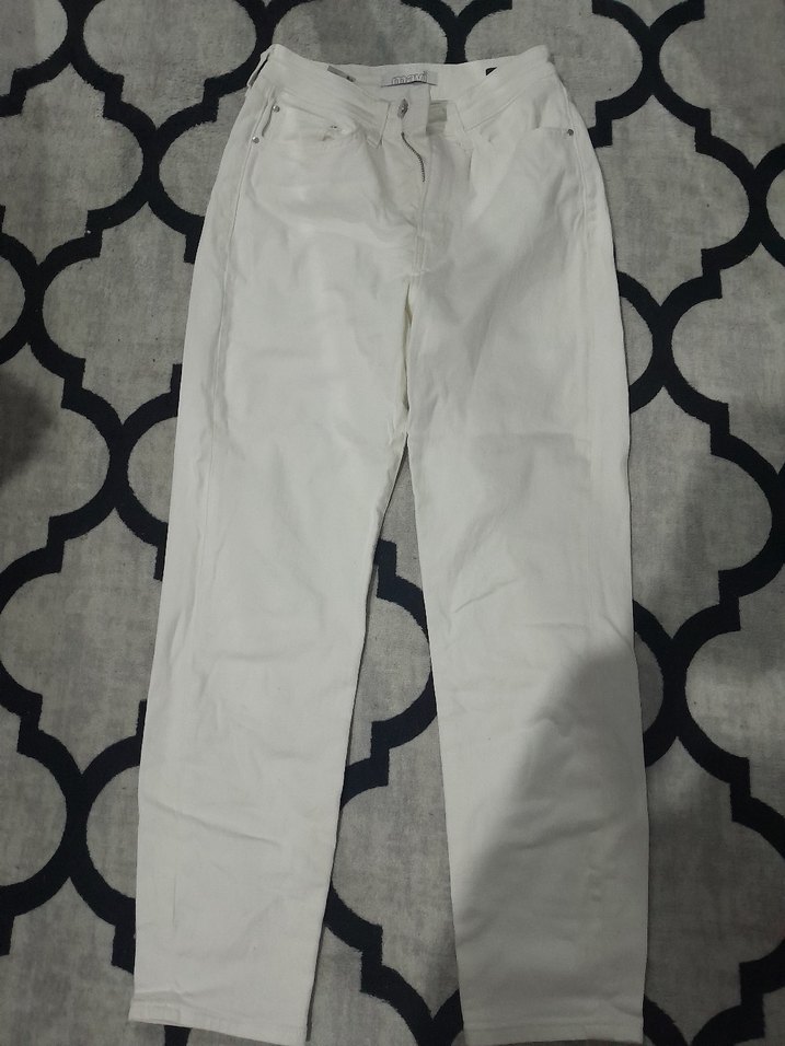 Beyaz Kadın Pamuk Kot Pantolon - Görsel 2