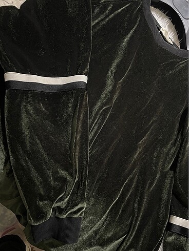 l Beden Zümrüt Rengi Velur Oversize Sweatshirt