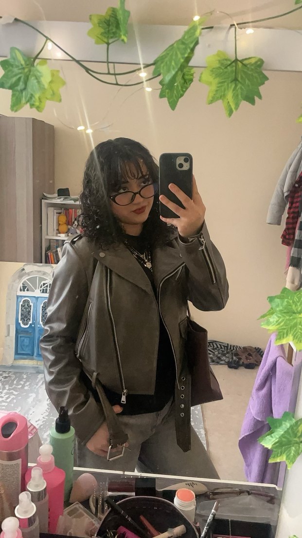 Kemerli Gri Deri Biker Ceket ALICIYA İNDİRİM YAPACAĞIM - Görsel 2