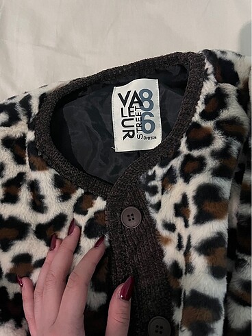 diğer Beden Leopar desenli oversize ceket