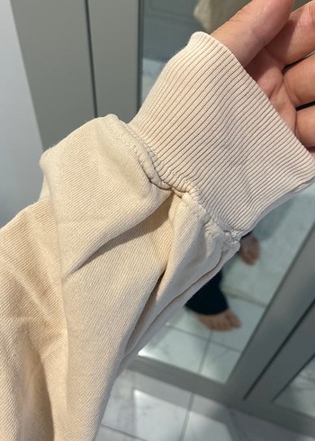 m Beden Bej Baskılı Kadın Sweatshirt