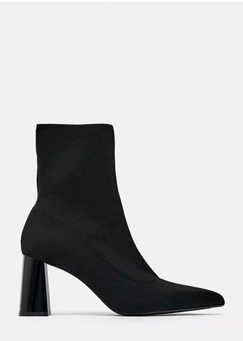 Zara siyah topuklu kumaş bot - Görsel 3