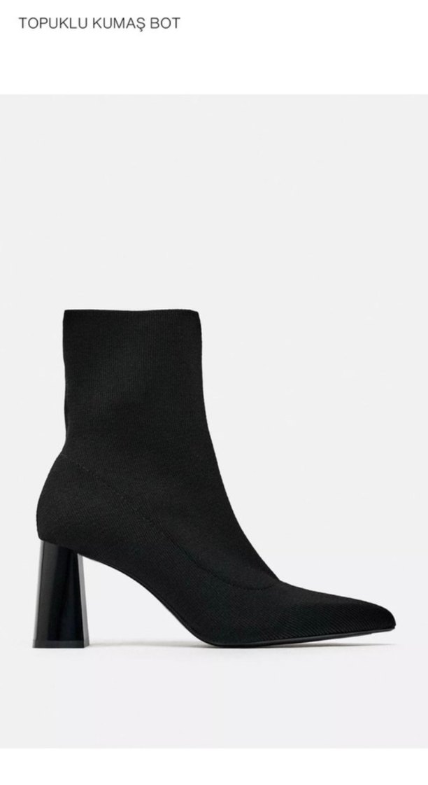 Zara siyah topuklu kumaş bot - Görsel 3