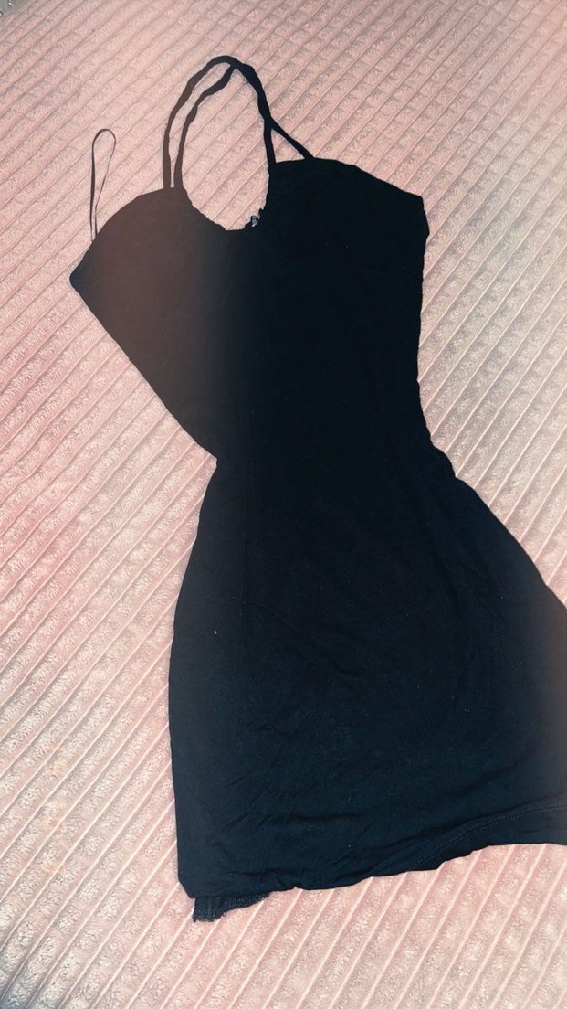 Mavi siyah mini boyundan geçirmeli elbise - Görsel 2