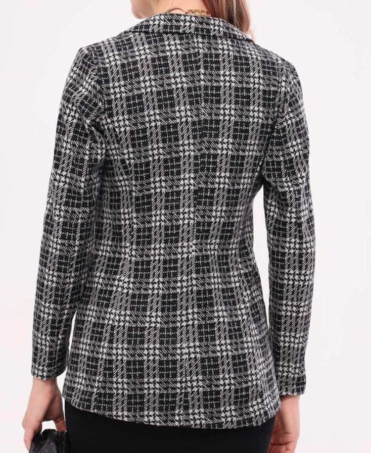 Düğmeli Gri Kadın Blazer Ceket - Görsel 2