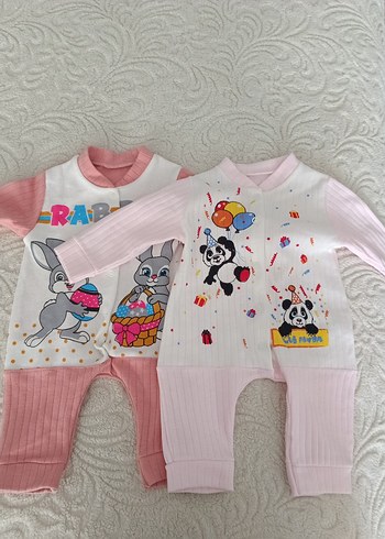 Renkli Baskılı Örgü Kız Bebek Tulum - Görsel 2