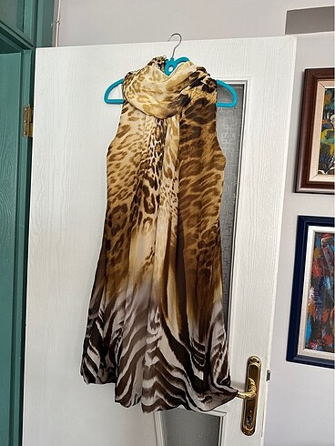 Leopar balon elbise şifon elbise tasarım