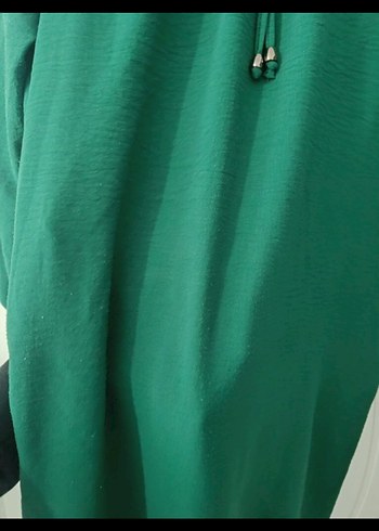 Yeşil Uzun Kollu Salaş Uzun Elbise - Görsel 3