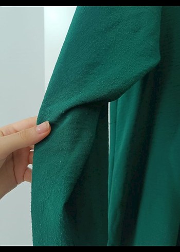 Yeşil Uzun Kollu Salaş Uzun Elbise - Görsel 2