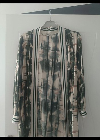 Gri Uzun Bağlama Desenli Kadın Kimono - Görsel 2