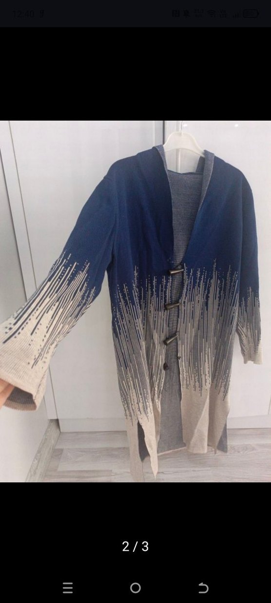 Uzun, Örgü, Bağcıklı Kadın Hırka - Görsel 2