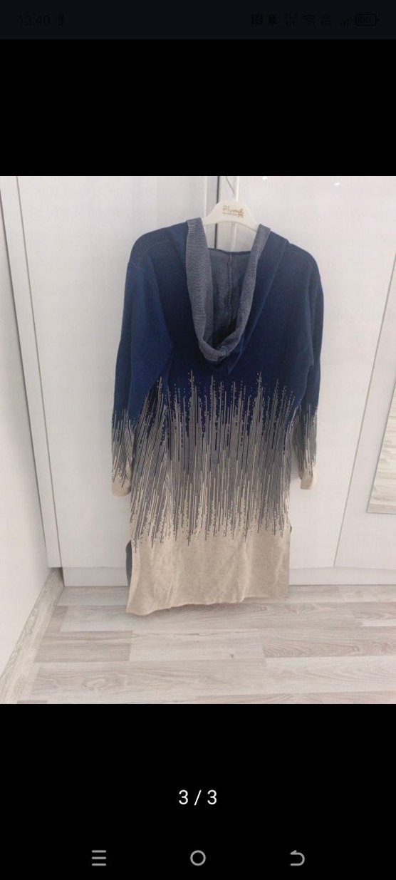 Uzun, Örgü, Bağcıklı Kadın Hırka - Görsel 3