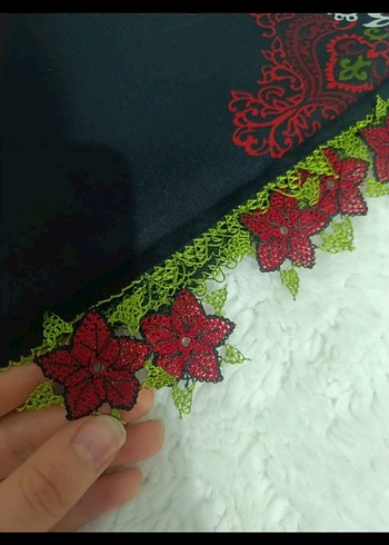 Dantel Detaylı Çok Renkli Kadın esarp - Görsel 2