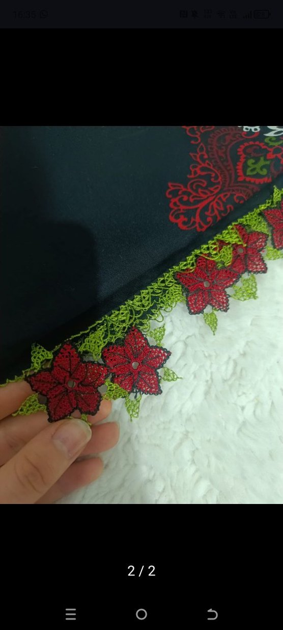 Dantel Detaylı Çok Renkli Kadın esarp - Görsel 2