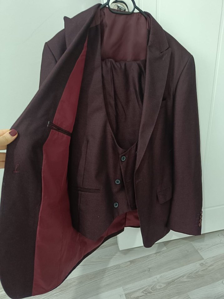 Bordo Erkek Takım Elbise, Klasik Kesim - Görsel 2