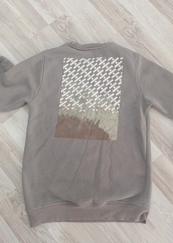 Gri Erkek Sweatshirt, Bisiklet Yaka, Rahat Kesim - Görsel 2