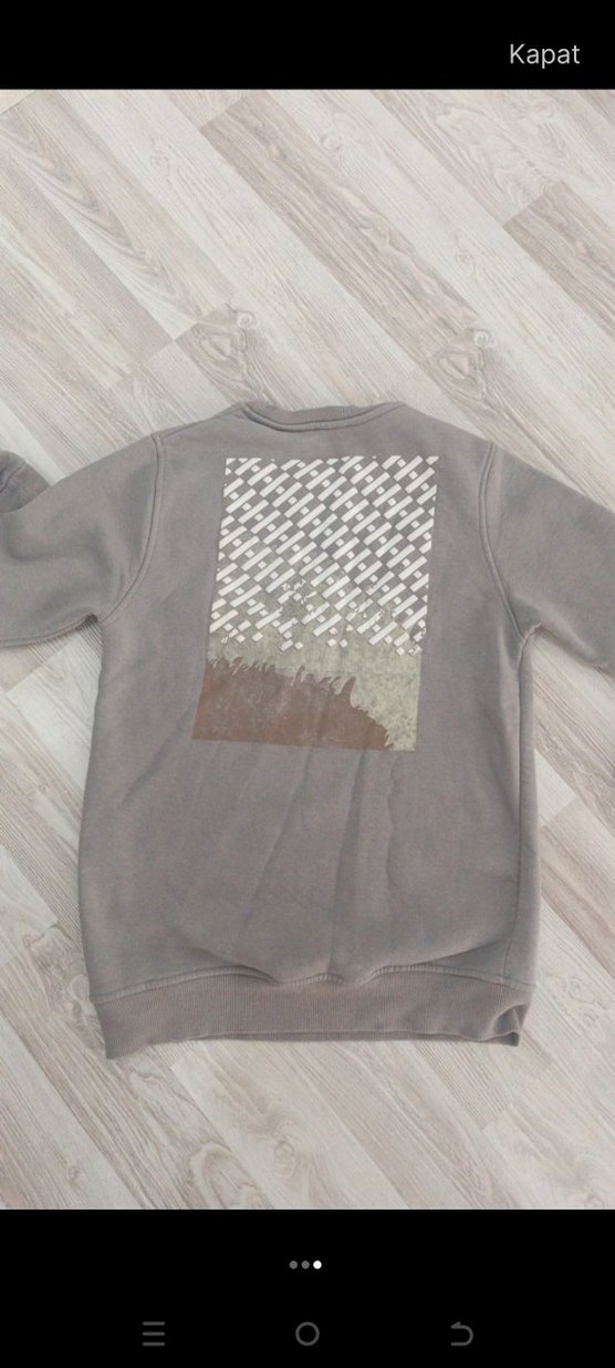 Gri Erkek Sweatshirt, Bisiklet Yaka, Rahat Kesim - Görsel 2