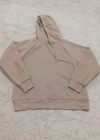 Bej Kapüşonlu Rahat Kesim Sweatshirt - Görsel 2