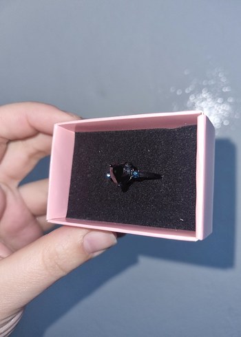 Mavi Parlak Kalp Detaylı Gotik Yüzük - Görsel 4