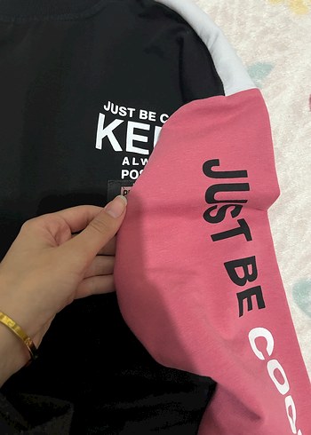 10 Yaş Beden pembe Renk Pembe Kemerli Boğazlı Sweatshirt