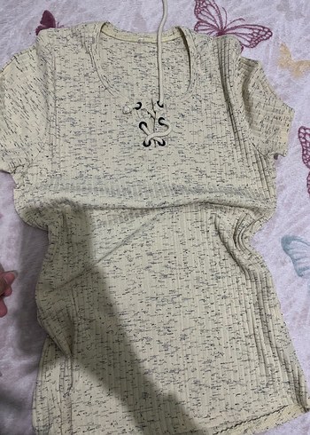 V Yaka Kısa Kollu sarı Triko Kadın Kazak