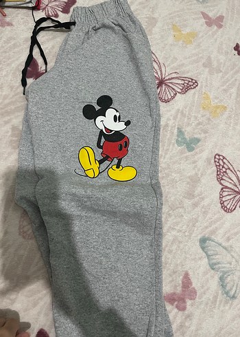 Gri Mickey Mouse Baskılı kız Eşofman Altı